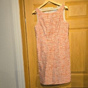 Carmen Marc Valvo Orange Crosshatch Midi Shift Dress